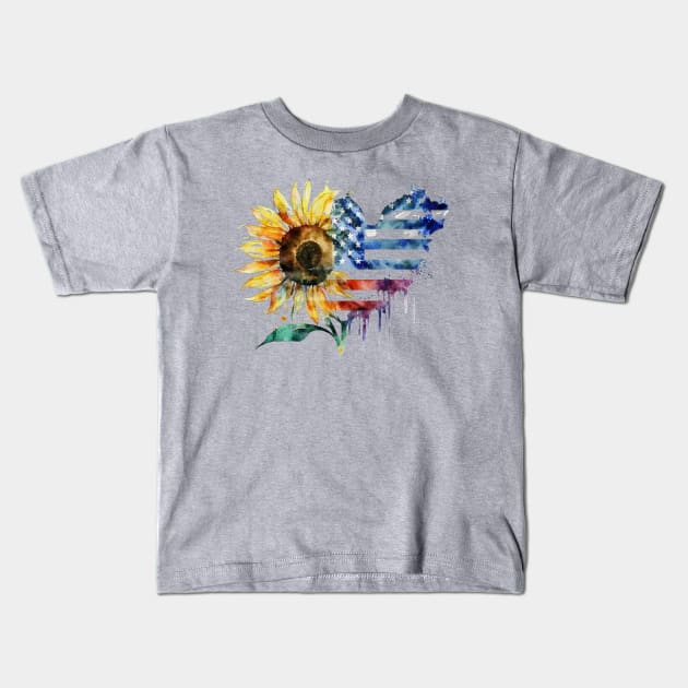 Sunflower 4th of July Kids T-Shirt by ExprEssie